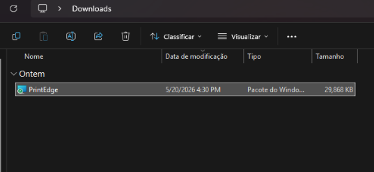 Arquivo PrintEdge MSI disponível para instalação