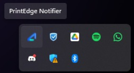 Ícone do PrintEdge Notifier na área de notificações do Windows